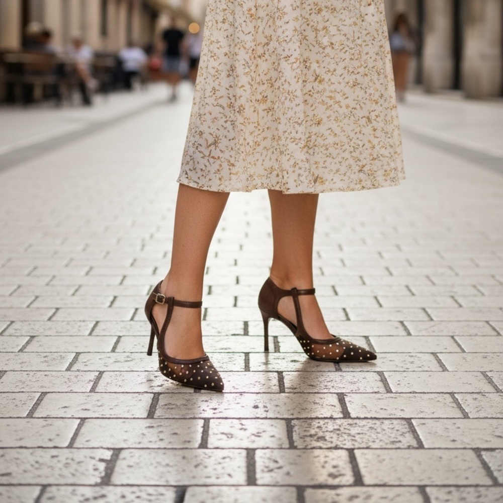 Kenneth Cole New York Chocolate Studded Heels